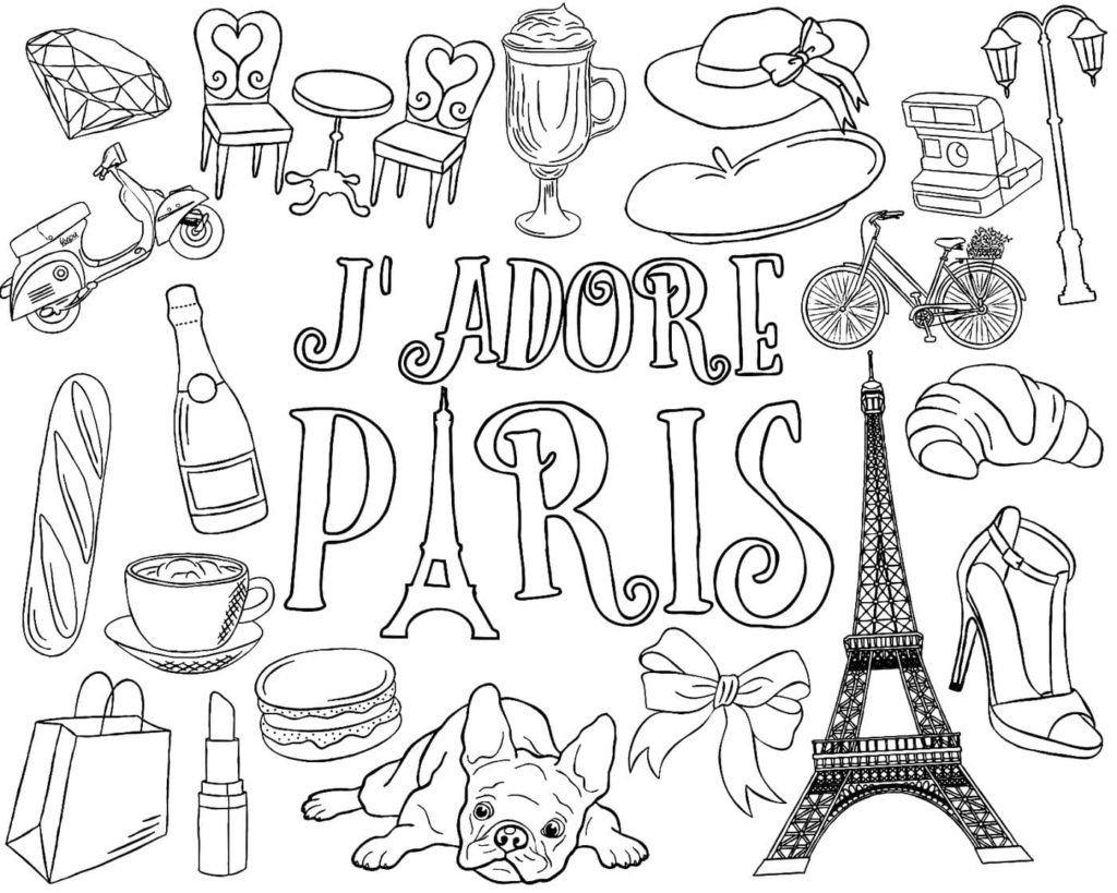 Desenhos de Paris para colorir