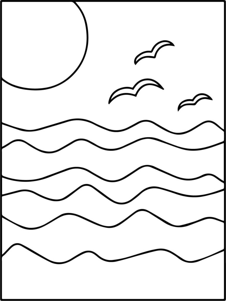 dibujos de olas del mar para colorear