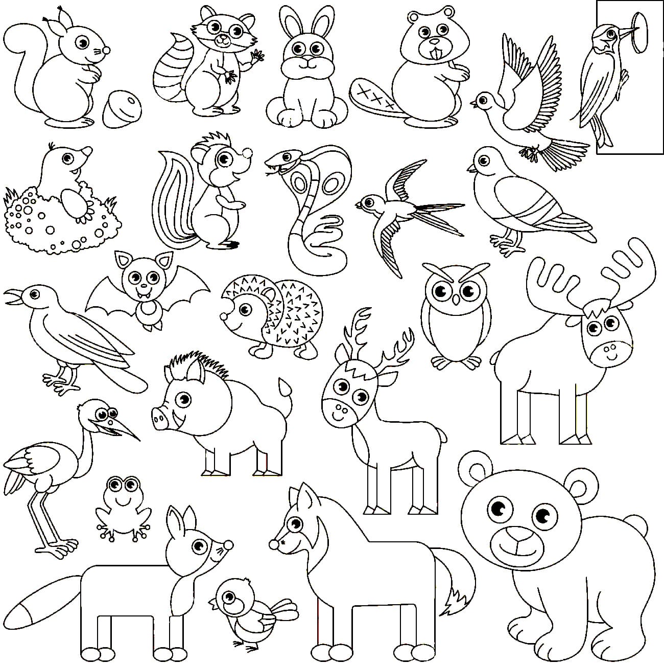 Много раскрасок на 1 листе. Раскраски. Животные. Рисунки животных для детей. Раскраска звери. Картинки для раскрашивания животные.