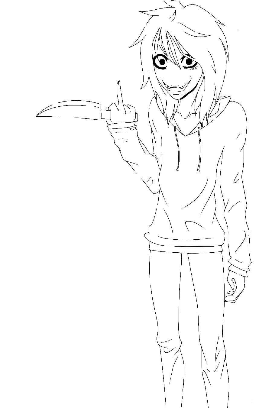Jeff the Killer with a knife.