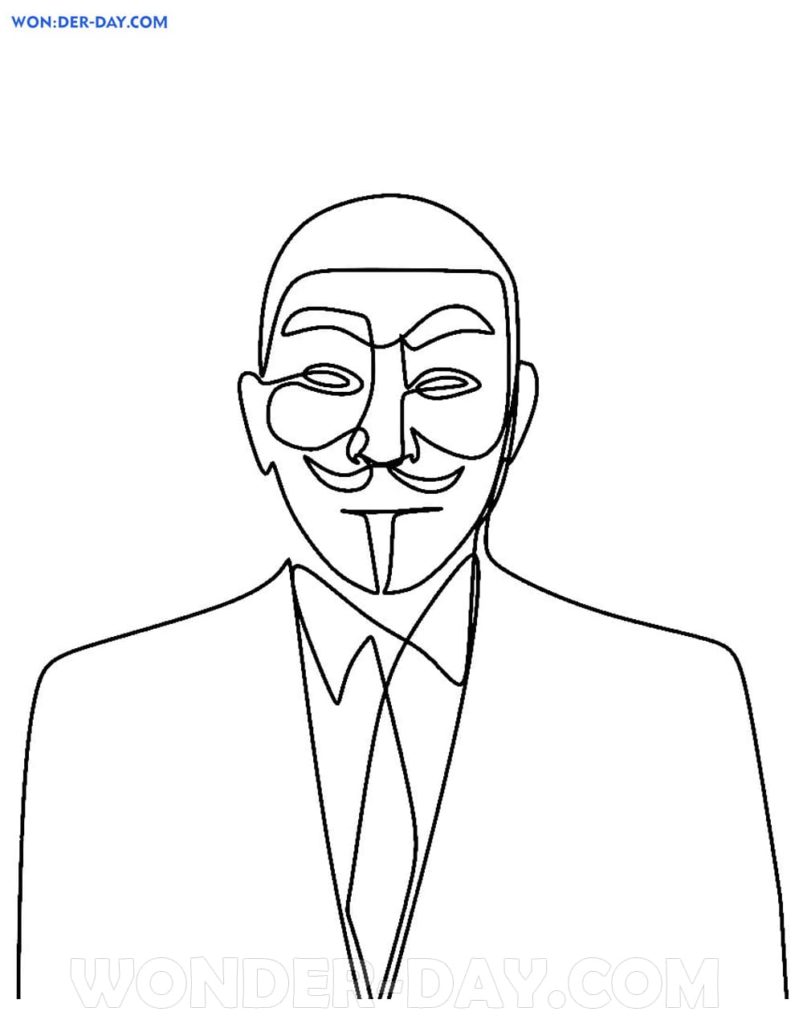 Dibujos de mascara anonima para colorear