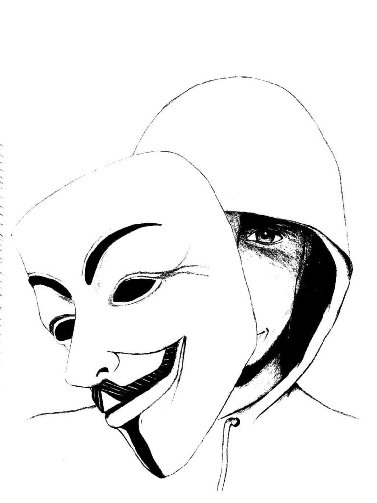 Desenhos de Máscara anônimas para colorir