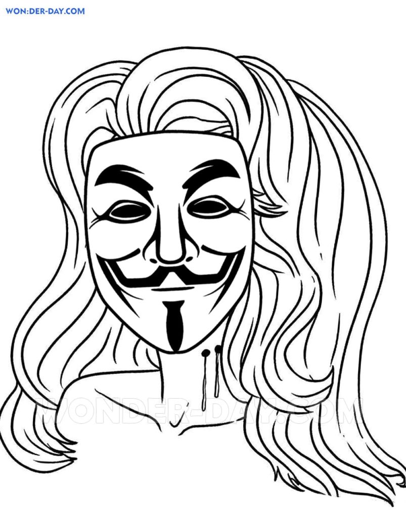 Dibujos de mascara anonima para colorear