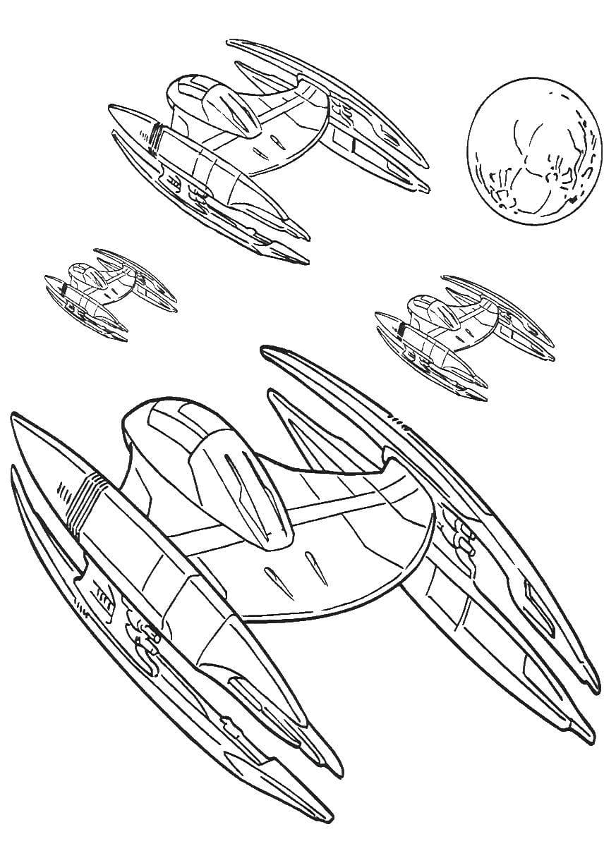 Раскраска Звездные войны космические корабли