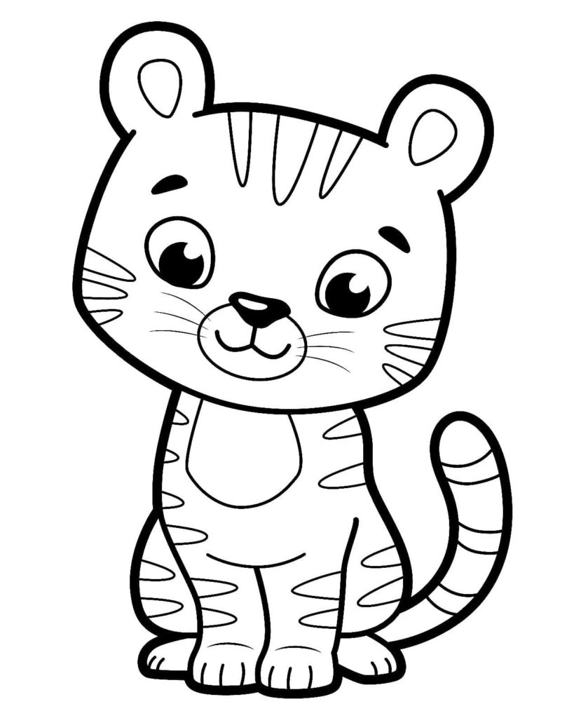 Premium Vector | Tiger coloring page for kids