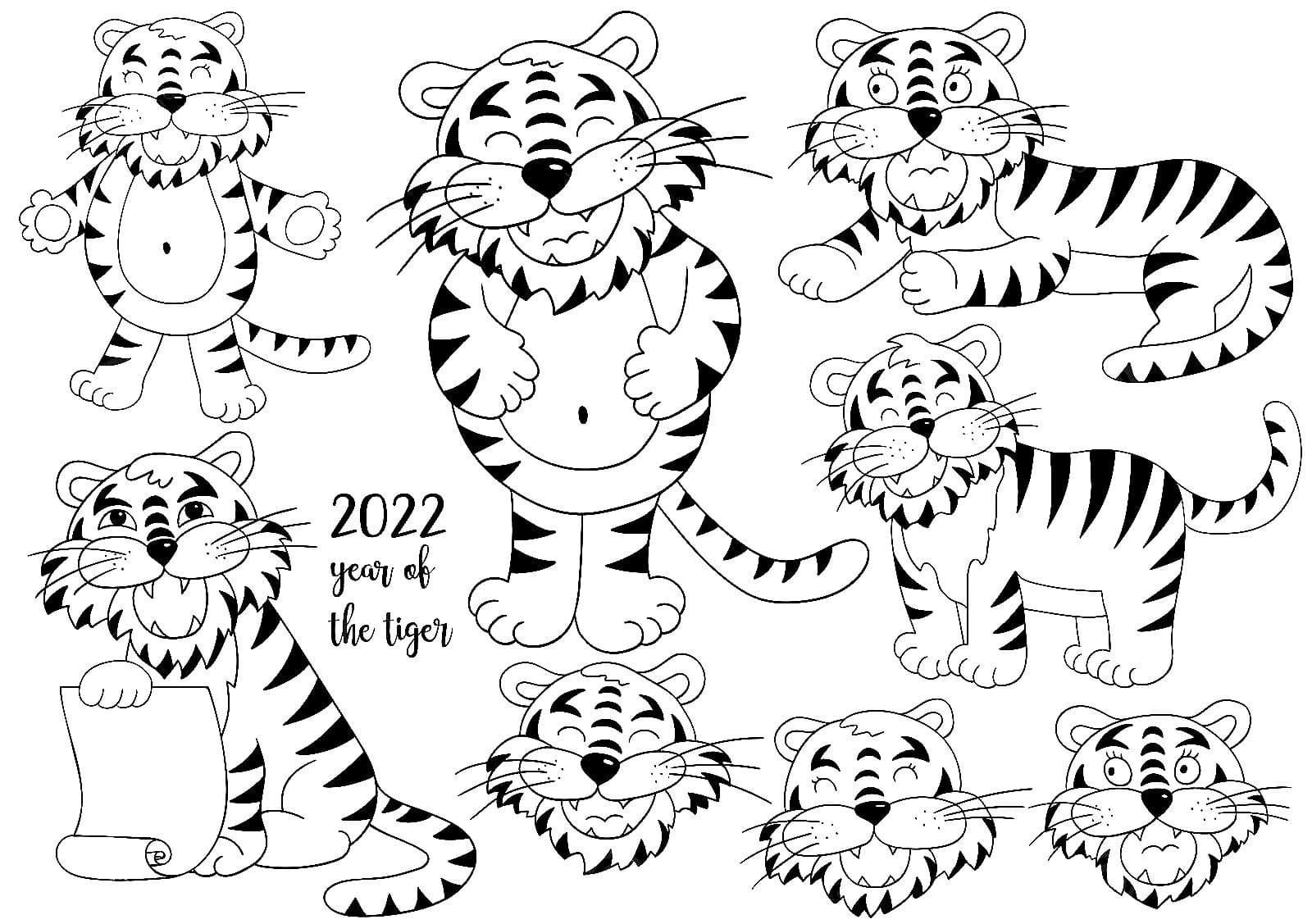 Раскраска тигр 2022 год