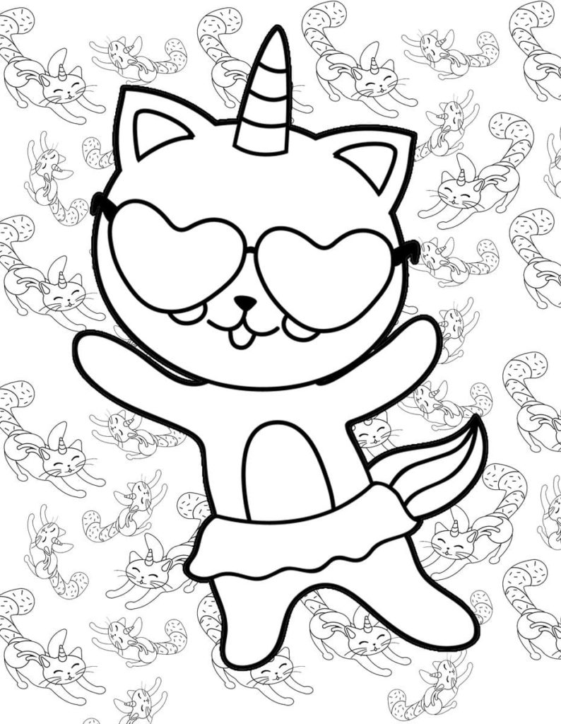 Desenhos De Gato Unicórnio para colorir