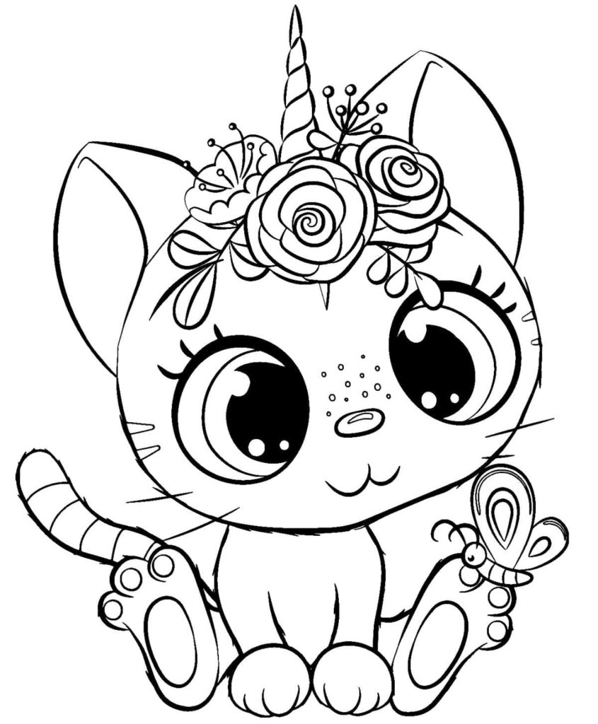 Dibujo de Gato-Unicornio para colorear