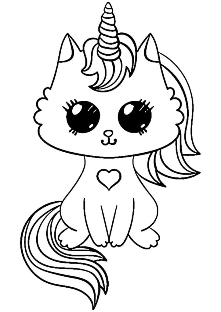 Disegni da colorare gatto unicorno