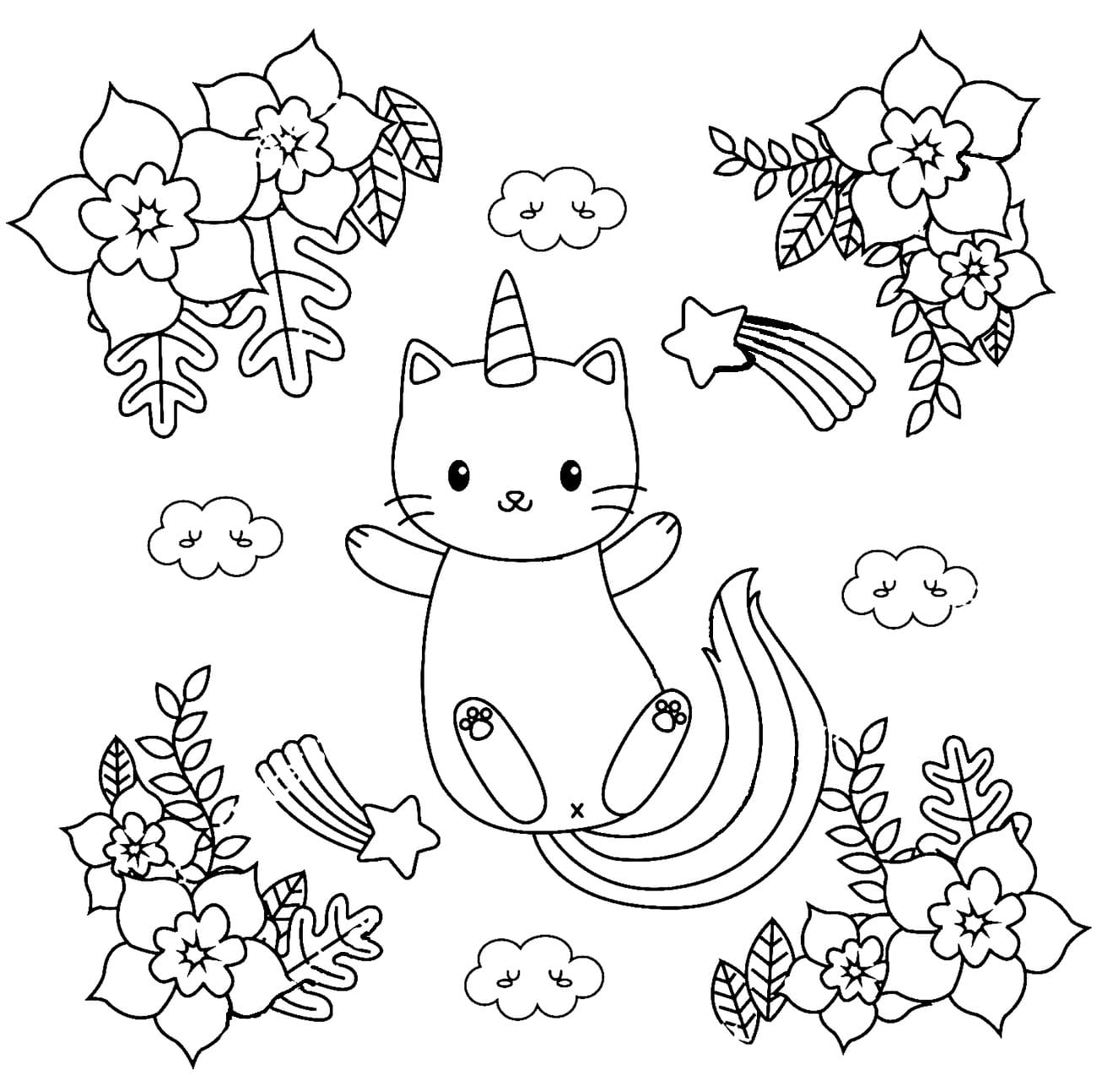 Unicorn Beautiful Cat Icon Coloring Page Graphic by eyeaglestudio