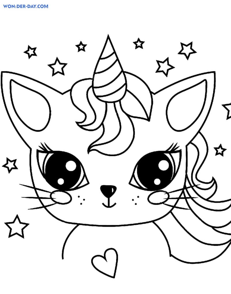 Disegni da colorare gatto unicorno