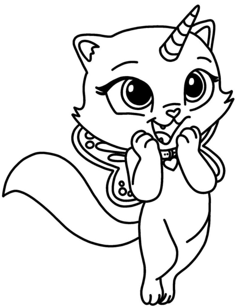 Desenho de kitty unicorn para colorir