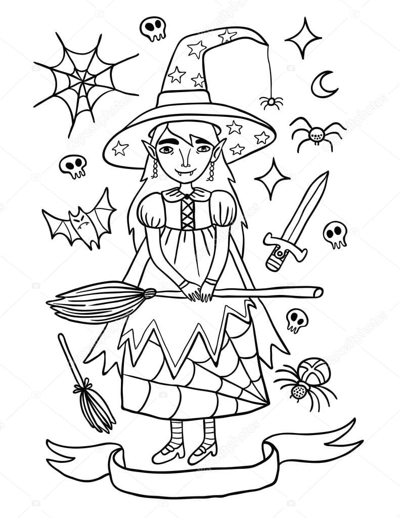 Desenhos de Bruxa para colorir