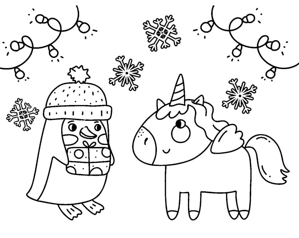 Новогодние раскраски с животными