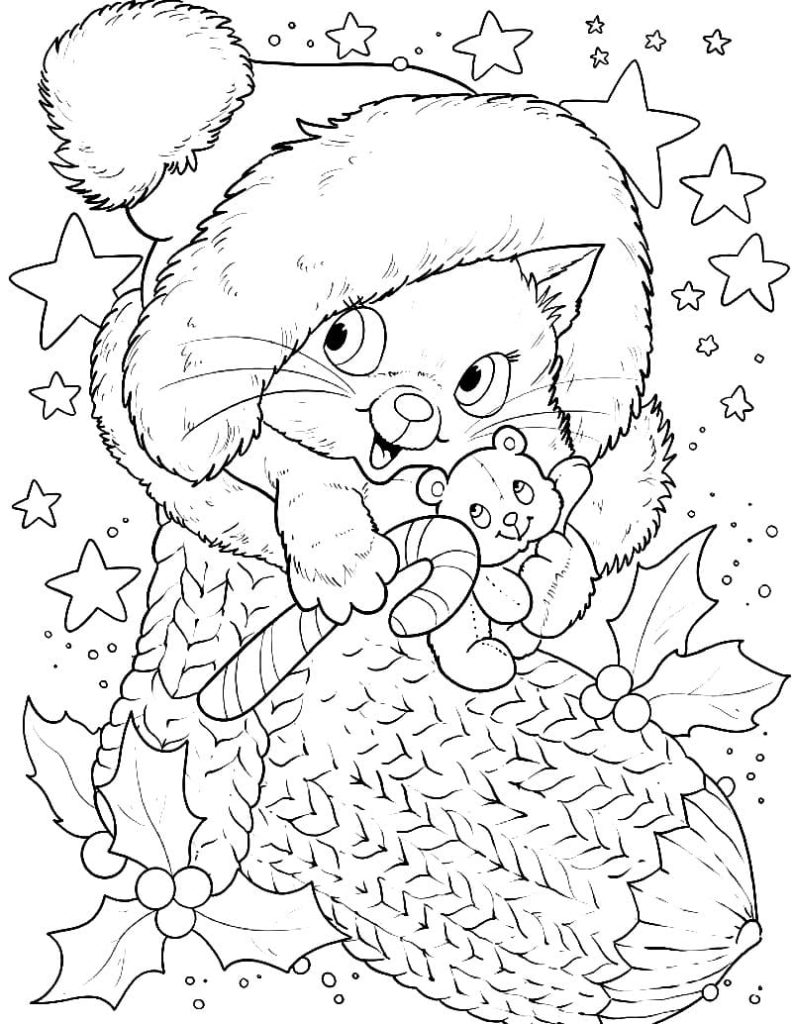 cute christmas animals coloring pages