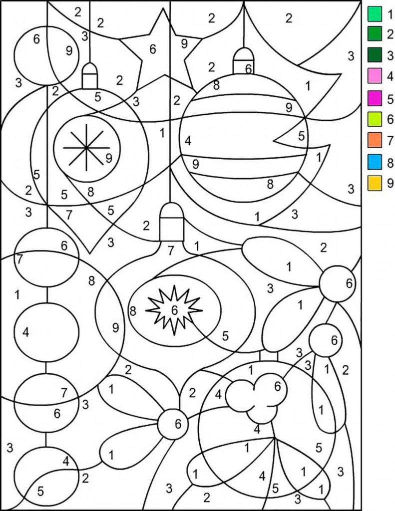 Dibujos Navidad por números para colorear