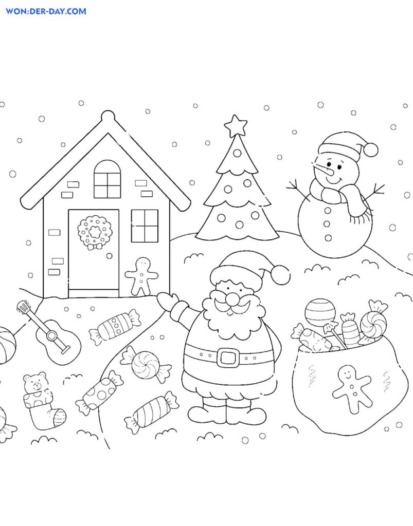 Dibujos de Papa Noel para imprimir y colorear