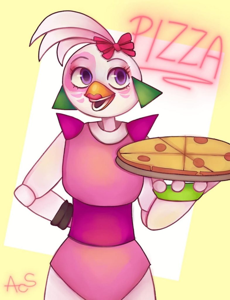 Glamrock Chica with pizza