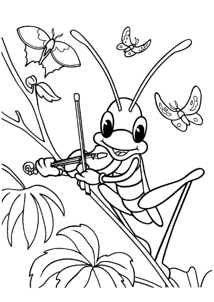 Grasshopper plays the violin