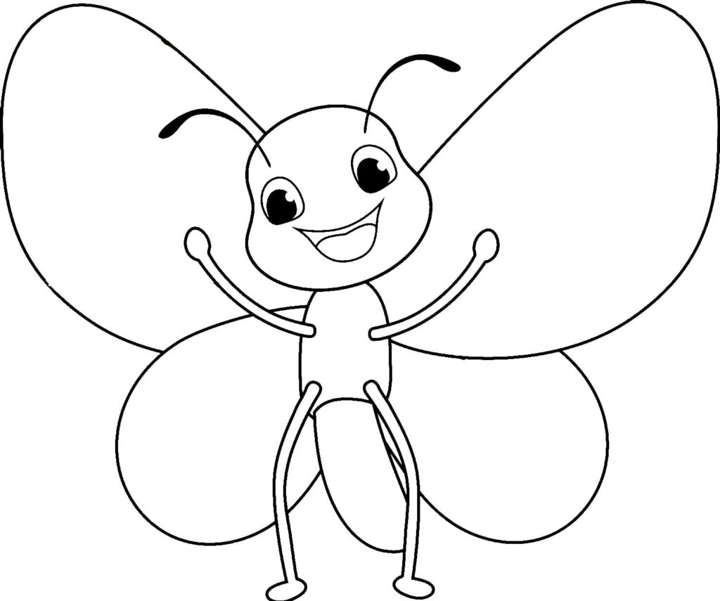 borboleta de desenho animado sorrindo