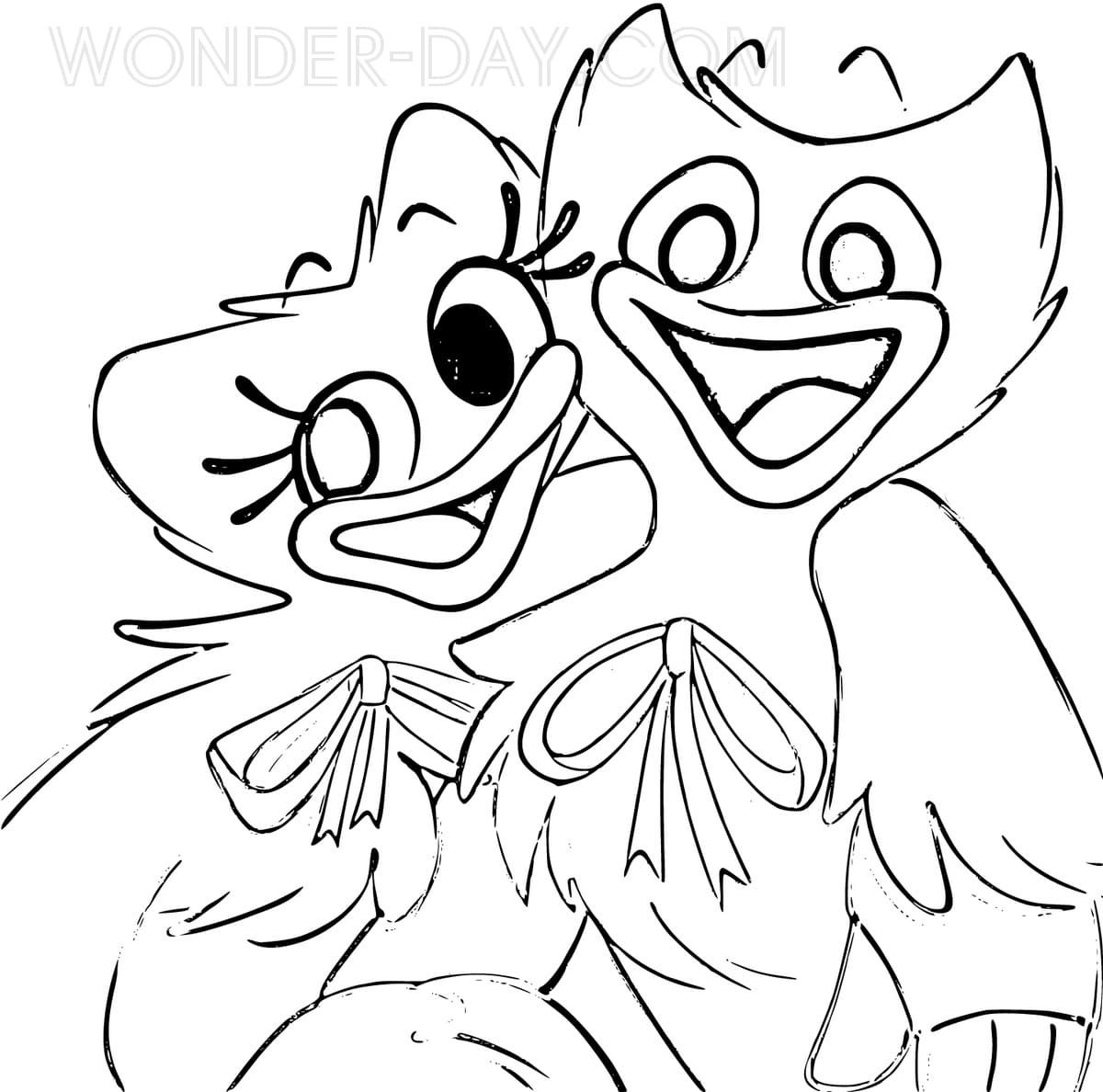 Huggy Wuggy e Kissy Missy para colorir