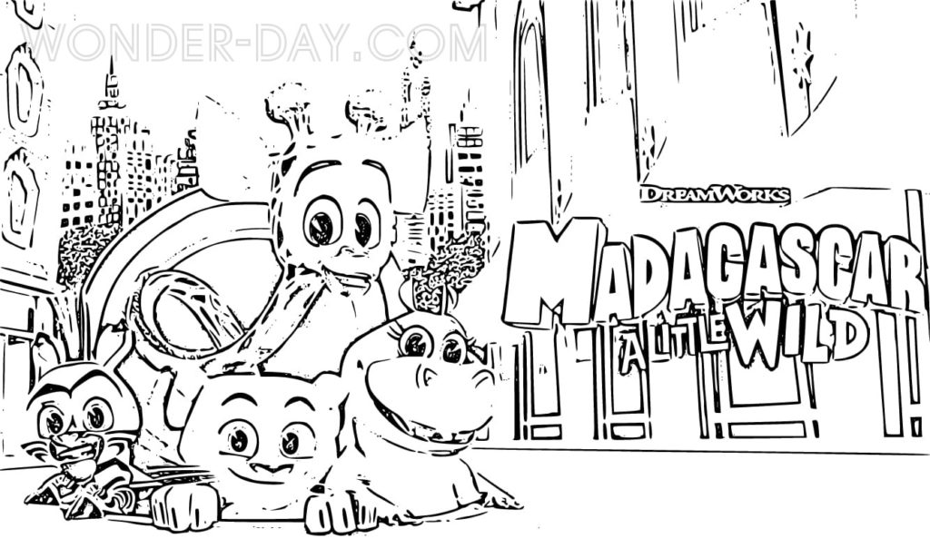 Dibujos de Madagascar un poco salvaje para colorear