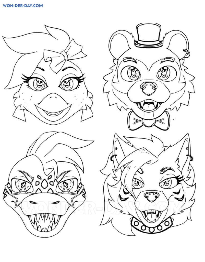Fnaf Security Breach characters faces