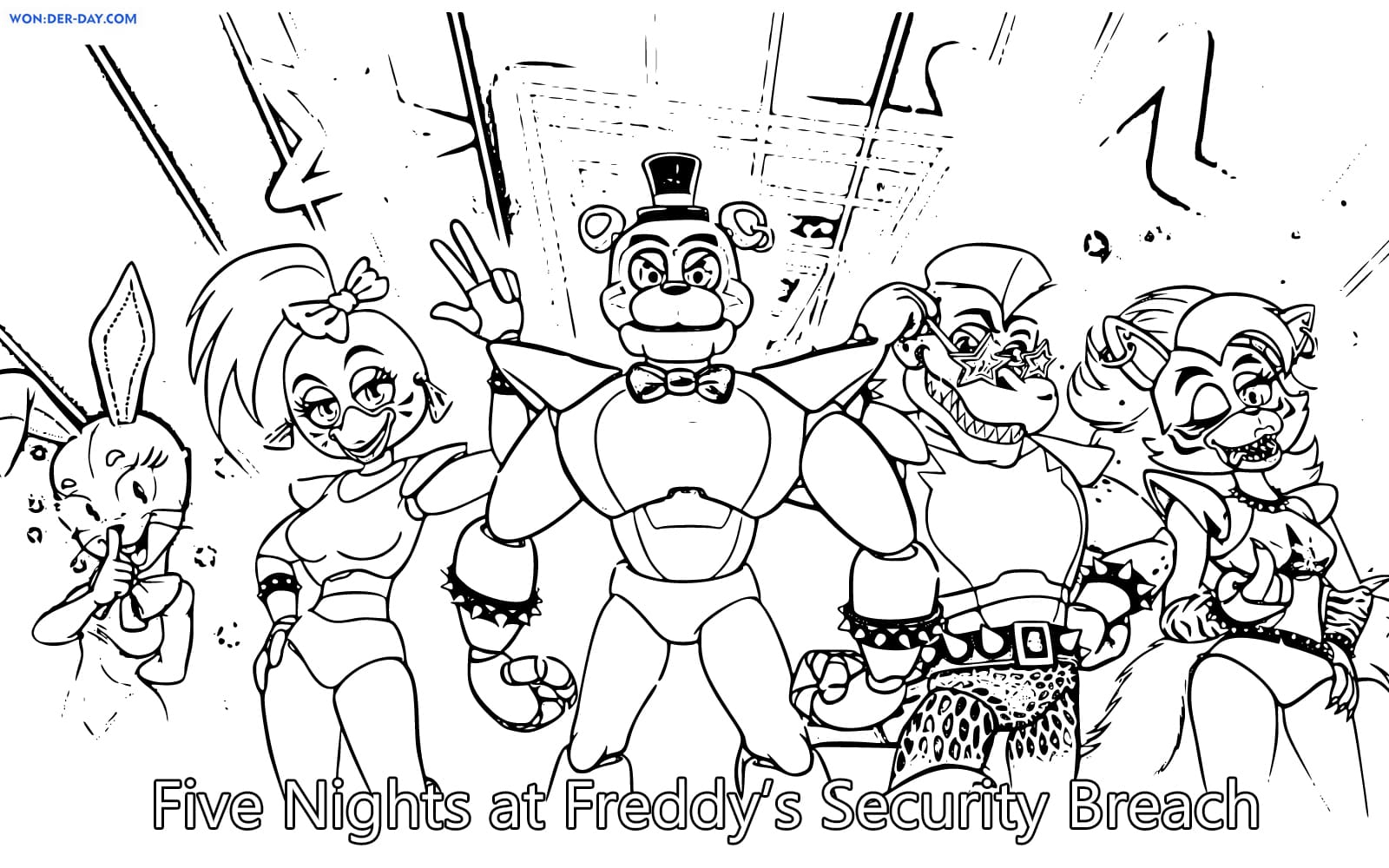 Five Nights Of Freddy Security Breach Coloring Pages