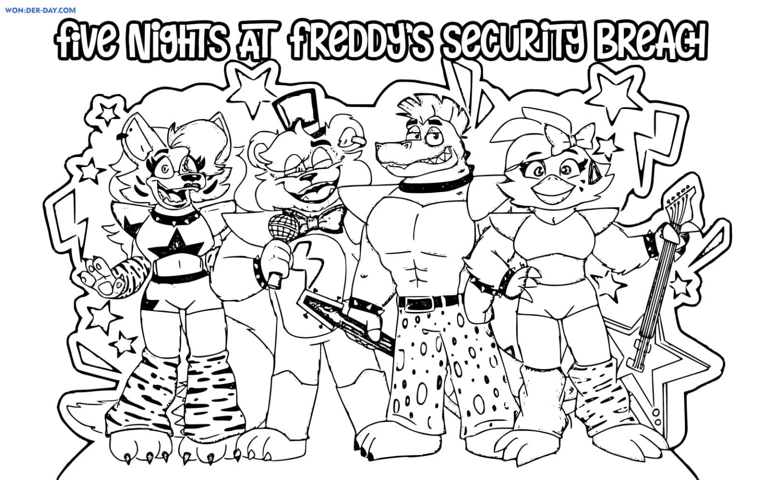 Fnaf Security Breach Coloring Pages - Wonder Day Security Breach Coloring Pages 2 1536x960