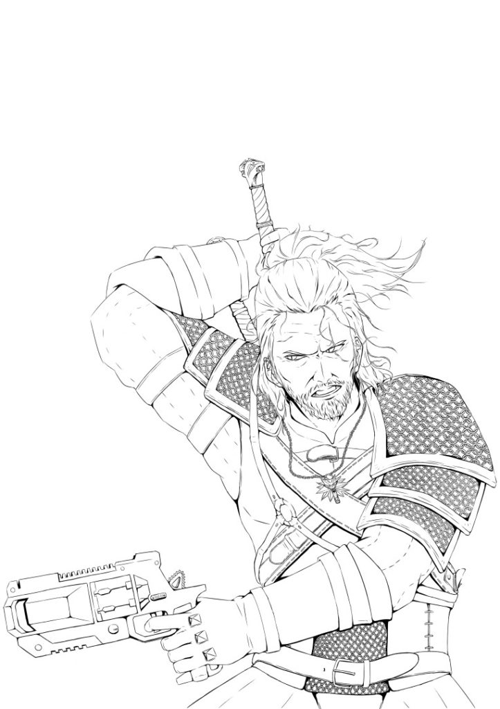 Geralt coloring page