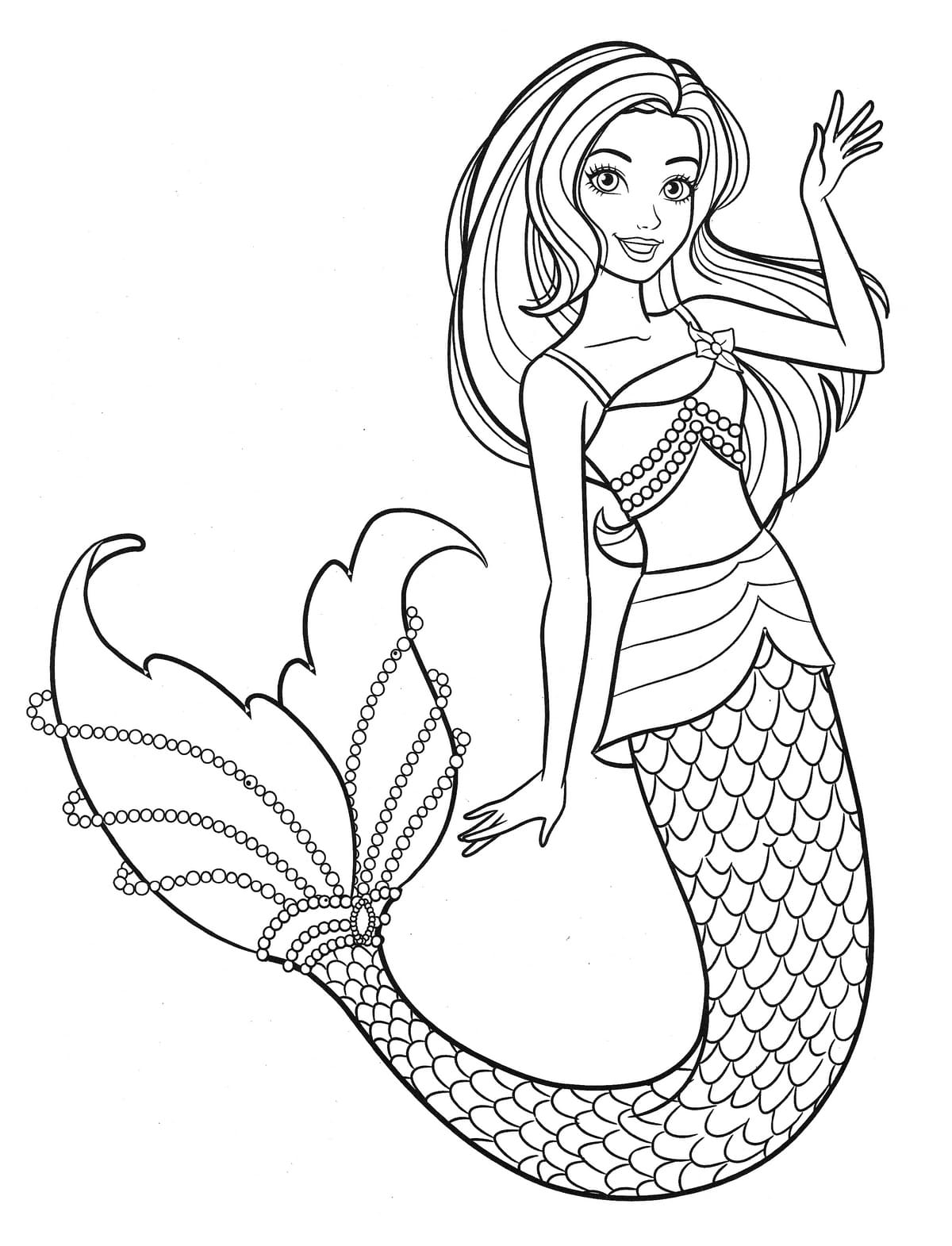 Dibujos de Barbie Sirena Para Colorear Imprimir para niñas