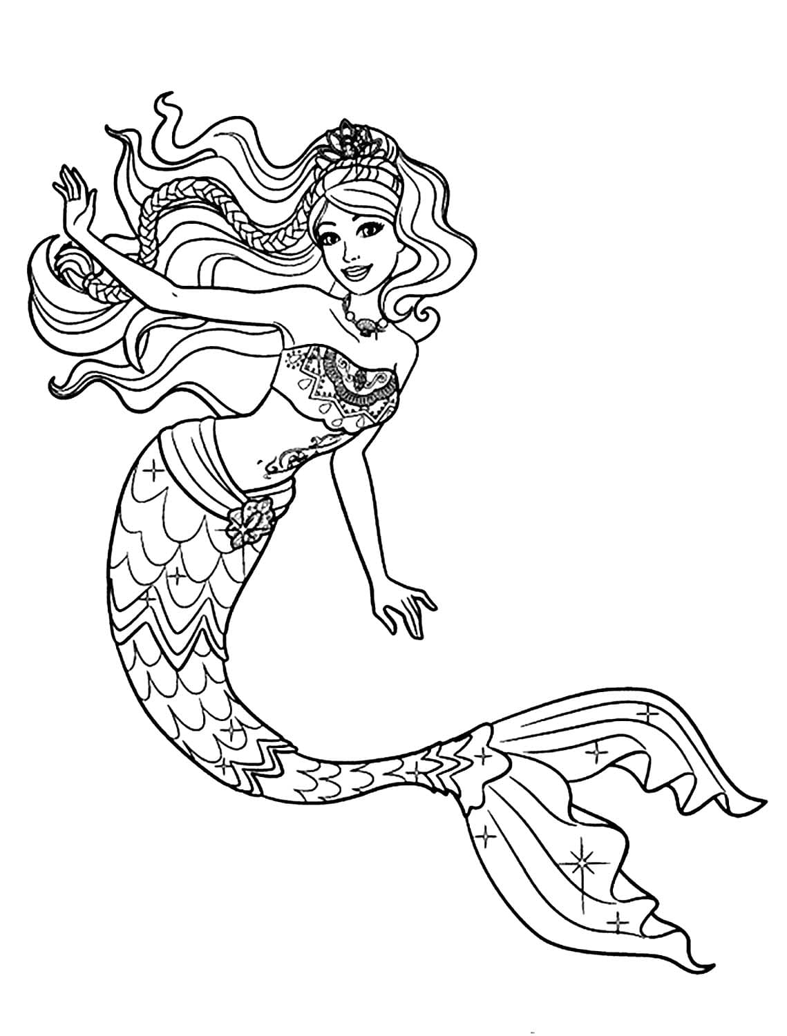 Desenho barbie sereia e o golfinho para colorir!