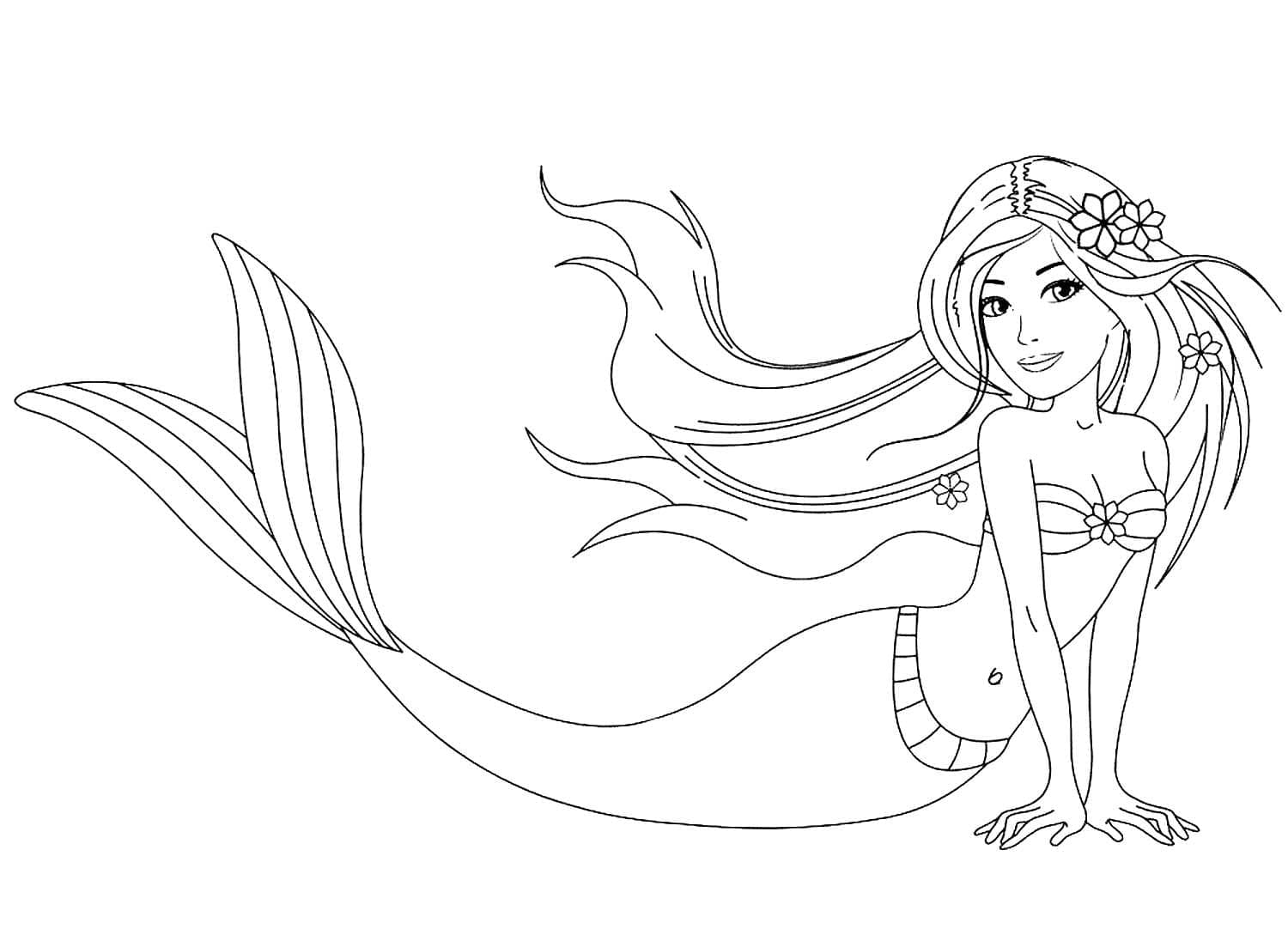 Desenho para colorir da barbie sereia e a sua mascote!