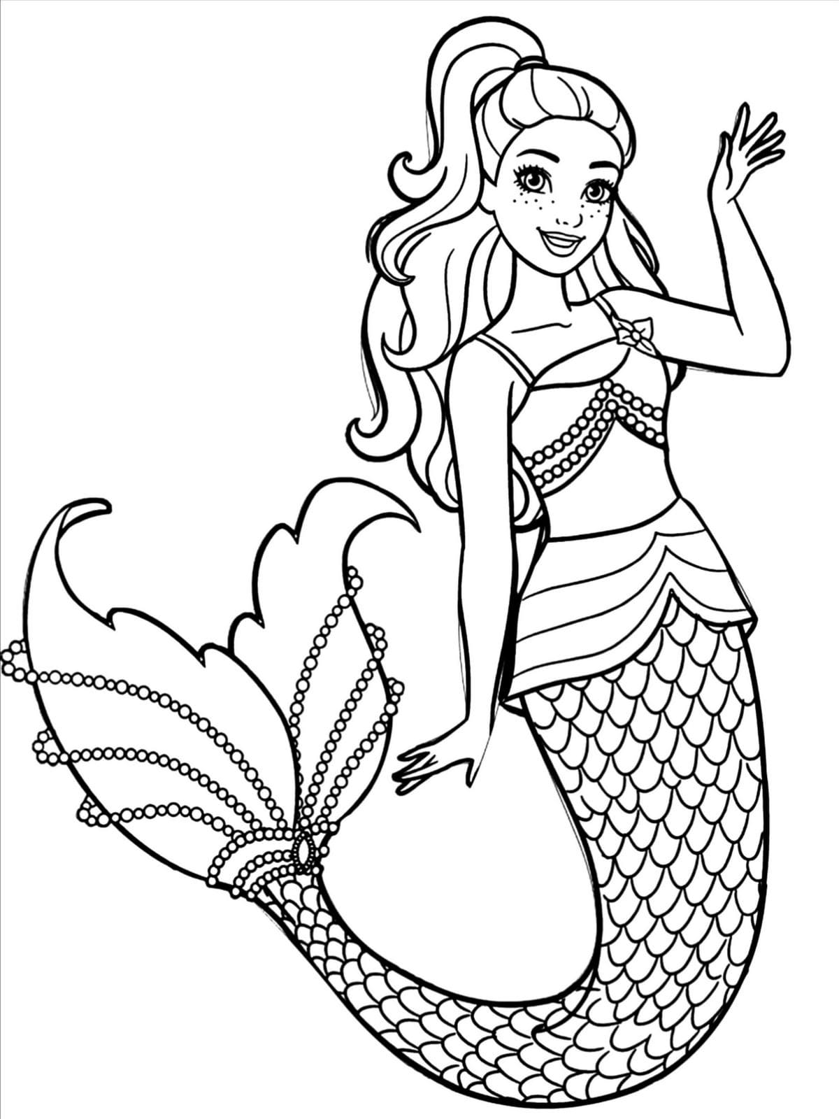 Desenho barbie sereia e o golfinho para colorir!