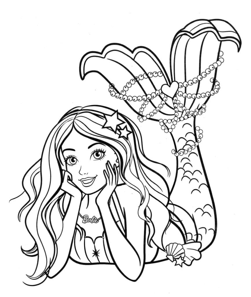 Desenho barbie sereia e o golfinho para colorir!