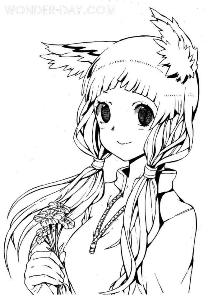 Anime girl avec des oreilles