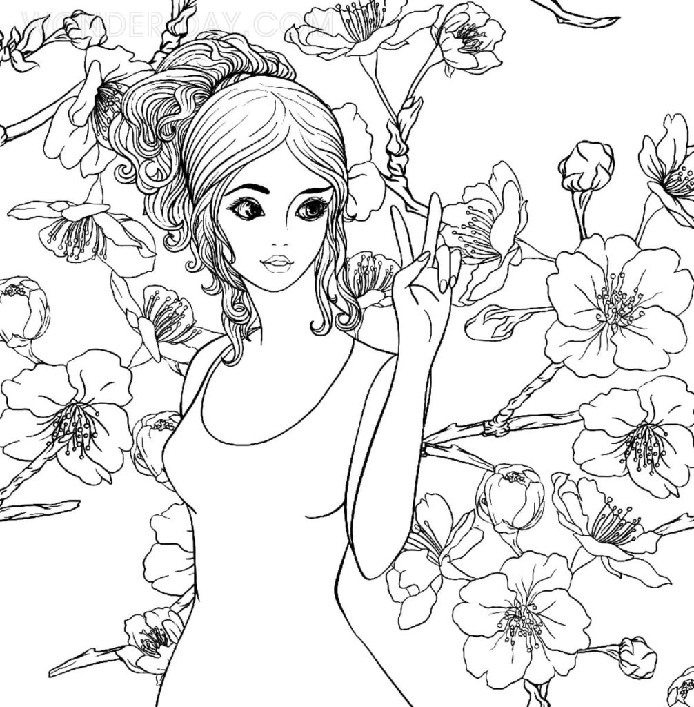 girl and flowers
