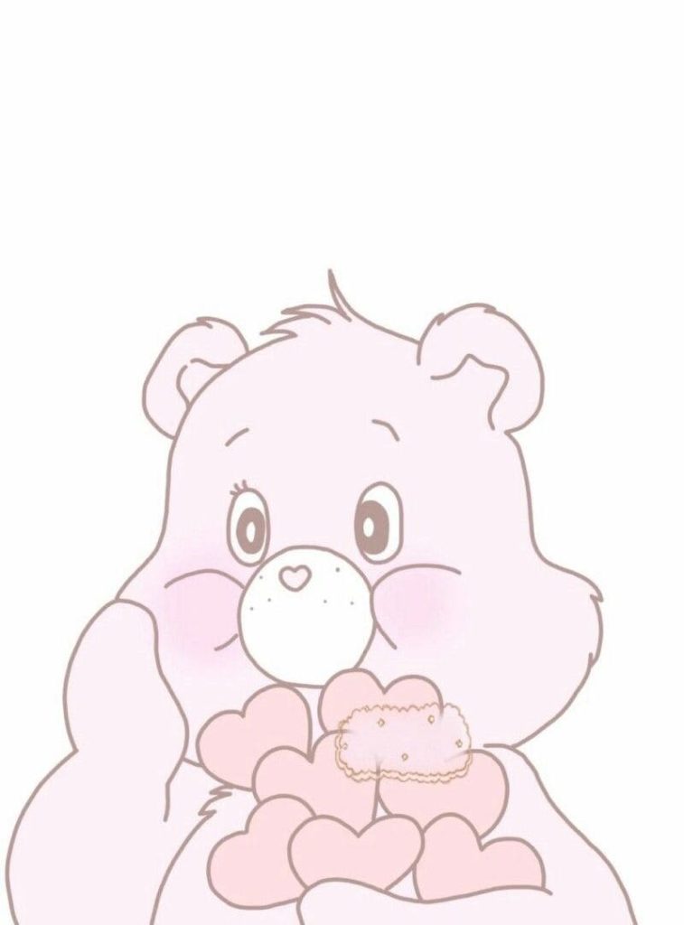 Filhote de urso rosa com corações