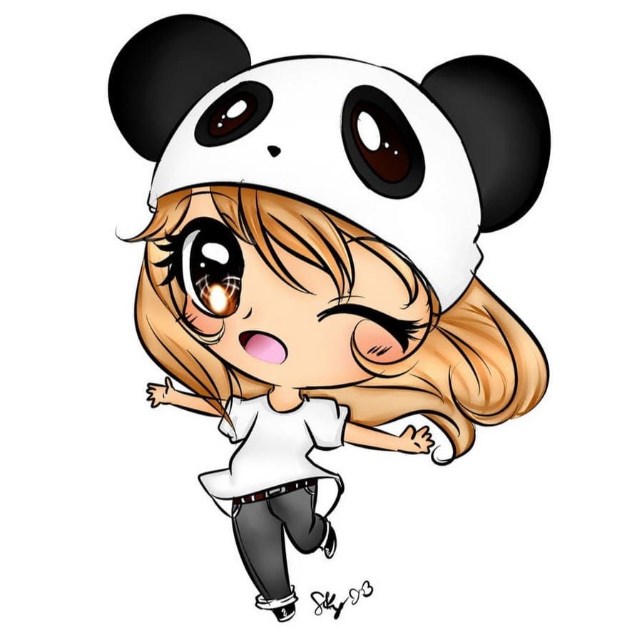 Chica con sombrero de panda