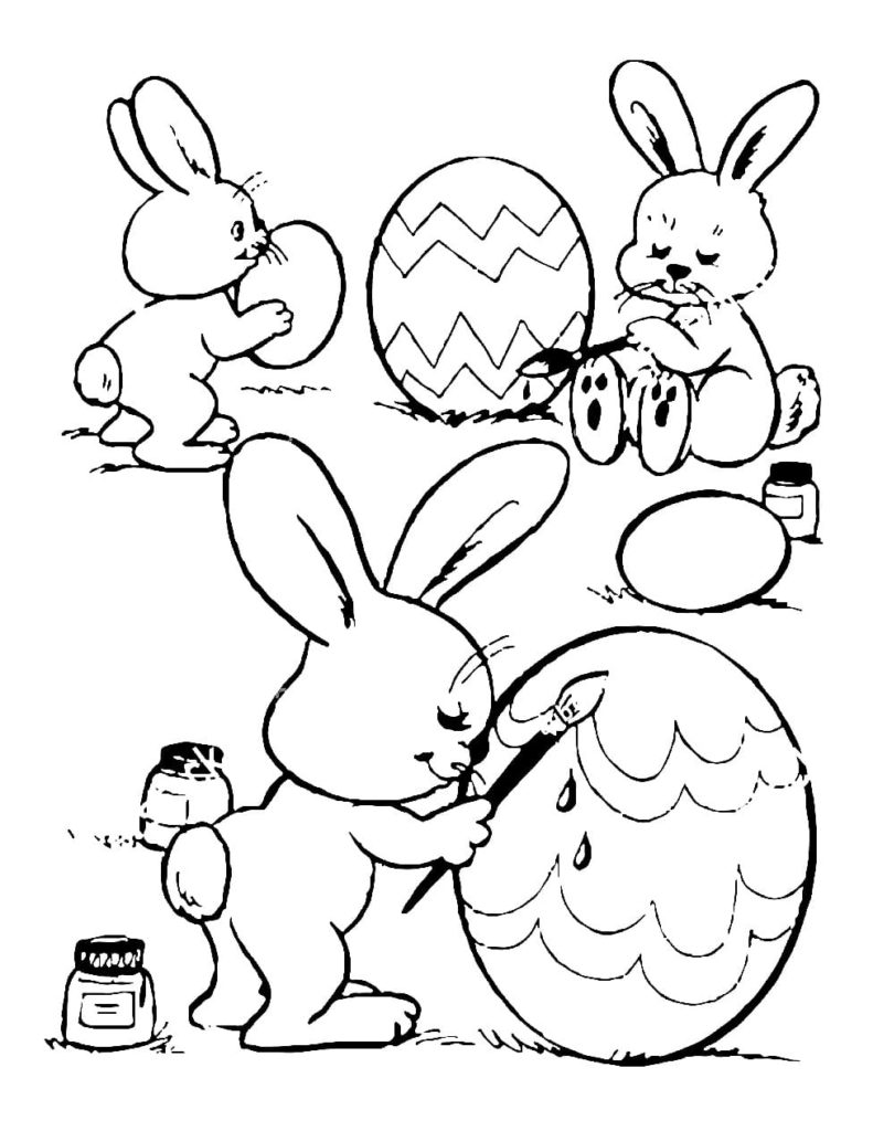 Conejos colorean huevos