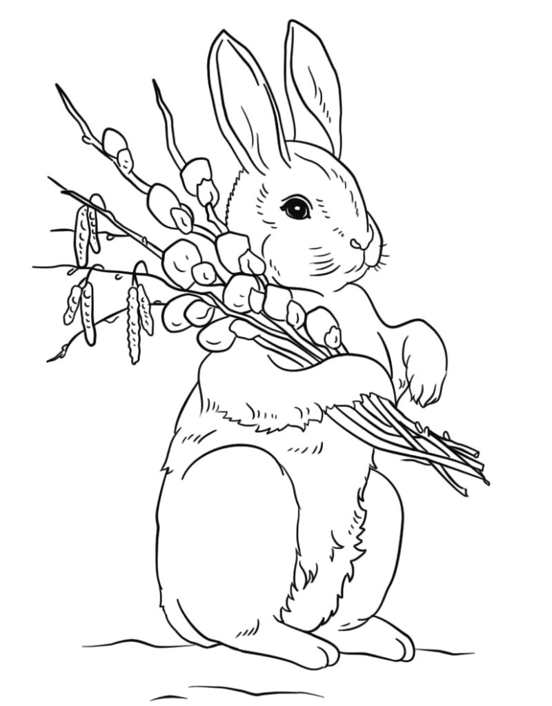 Bunny with a bouquet of flowers
