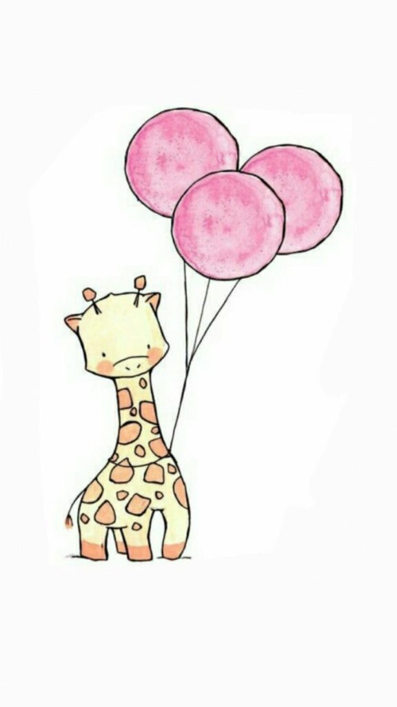 Giraffe mit Luftballons