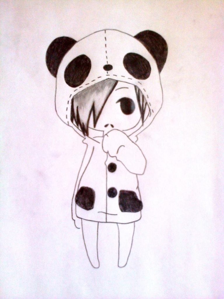 Girl in a panda costume