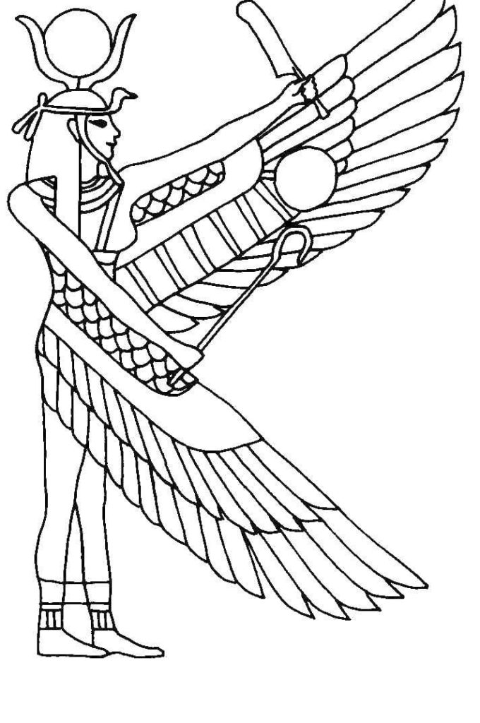 Déesse de l'Égypte ancienne avec des ailes