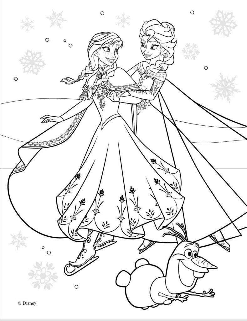 Anna and Elsa skating on ice