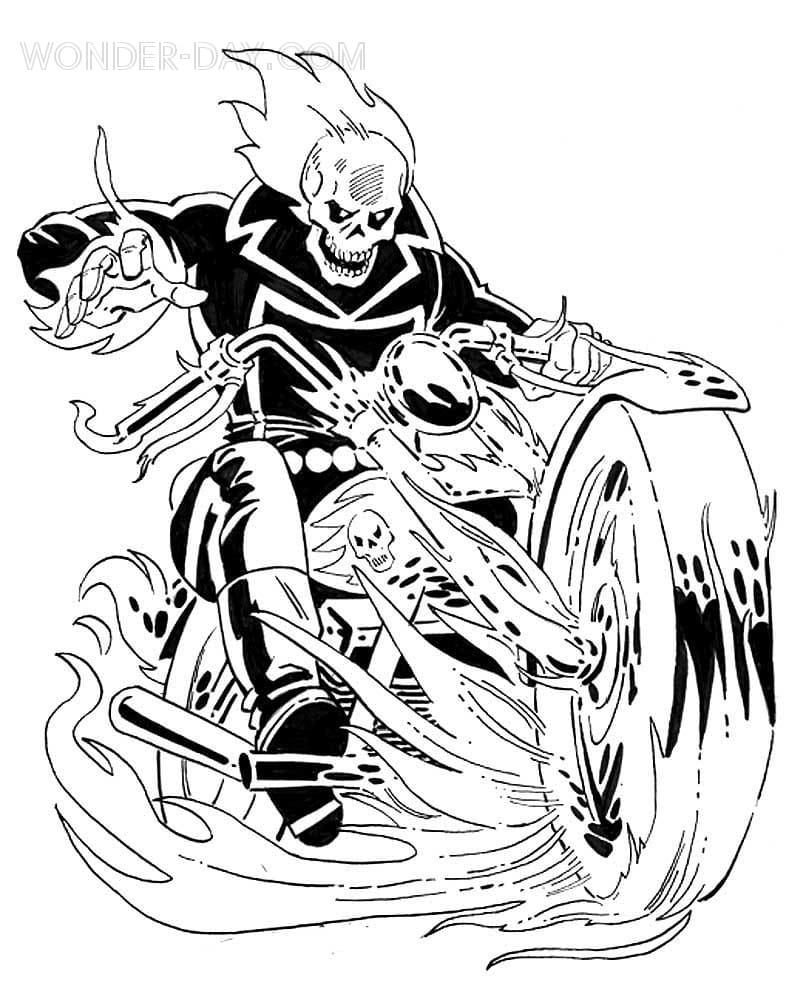 Desenhos para colorir do Motoqueiro Fantasma - Imprimíveis, grátis e fáceis