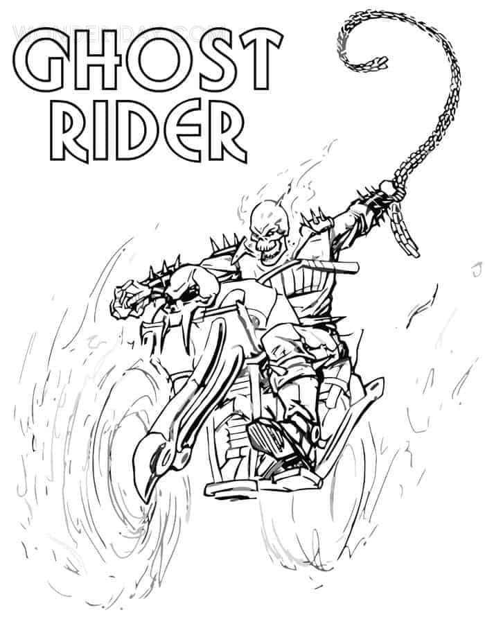 Ghost Rider montando una motocicleta