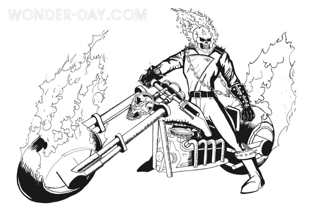 Ghost Rider and motorcycle
