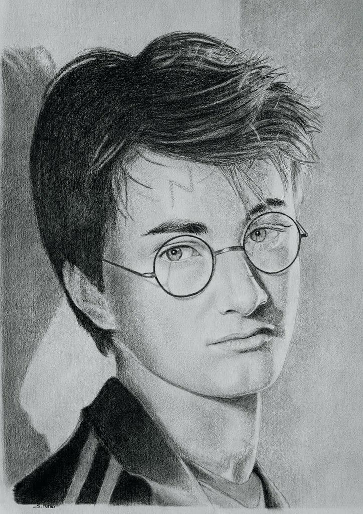 Dibujo a lápiz de Harry Potter