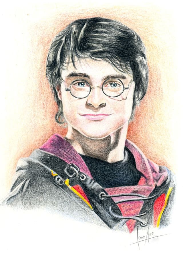 Dibujo a lápiz de color de Harry Potter